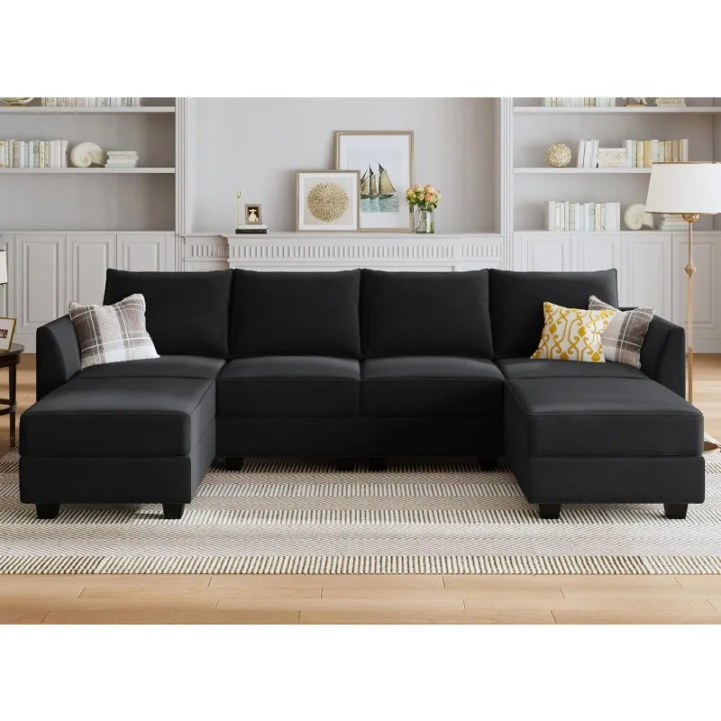 Modular Sectional Sofa Convertible U Shaped Couch with Reversible Chaise Velvet Modular Sofa Sectional Couch with Storage