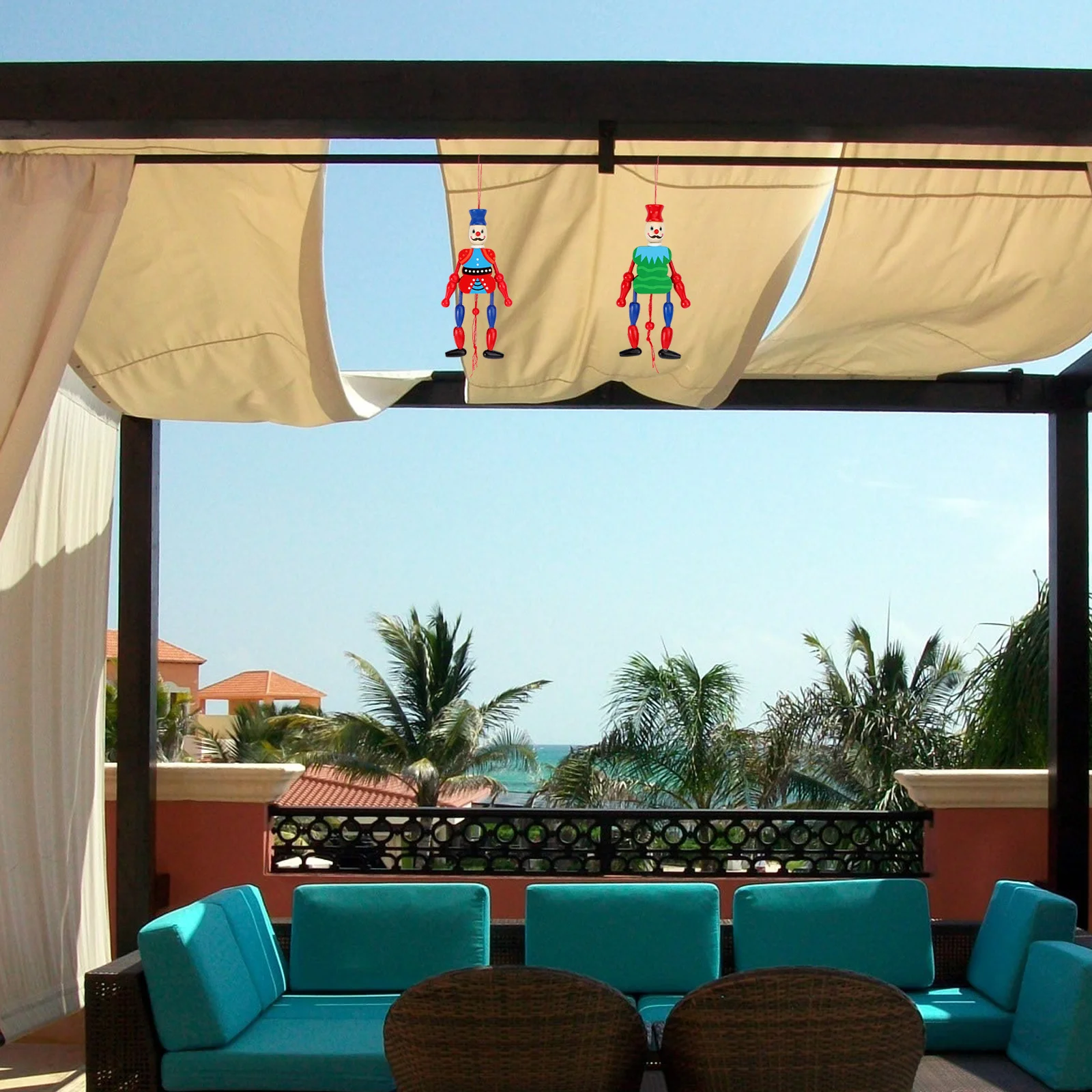 2Pcs Wooden King Puppet Handmade Craft Decor Figure Statue for Home Holiday Party Christmas Decoration