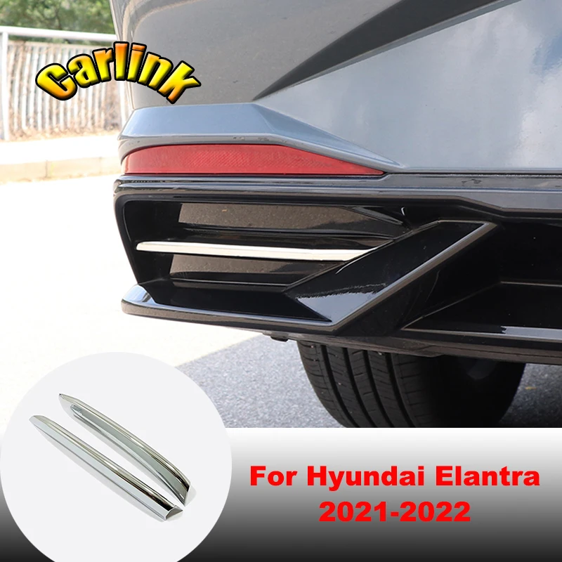 

For Hyundai Elantra 2021 2022 ABS Chrome Car rear tail throat rear fog lamp trim strip exterior accessories 2PCS