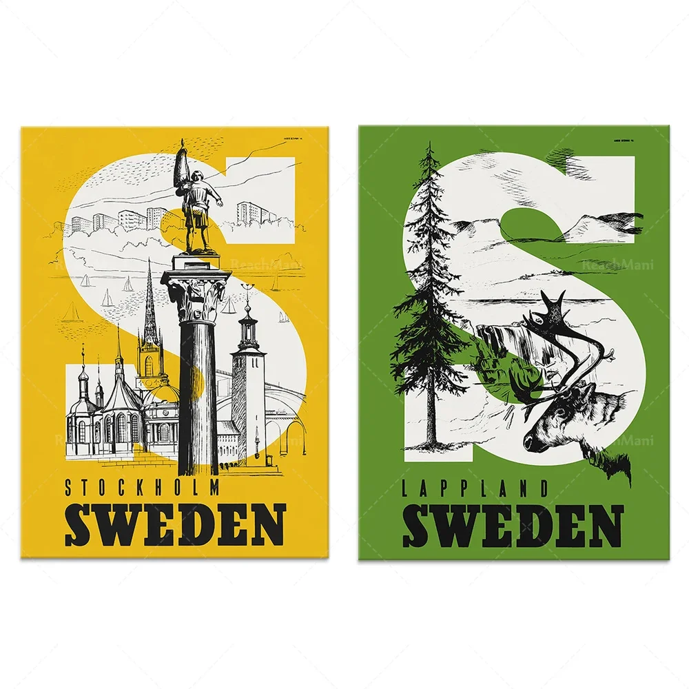 Anders Beckmann 1946 Estocolmo Suecia cartel de viaje, decoración de pared de arte escandinavo