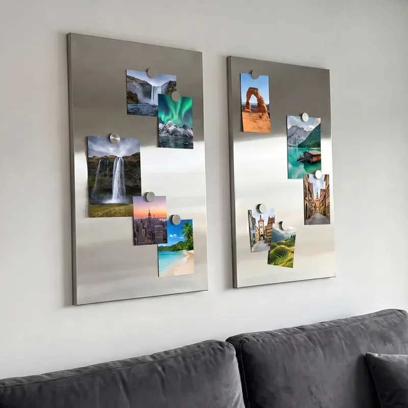 for Magnetic Stainless Steel Frameless Hanging Pictures Refrigerator Stickers Memo Display Boards Modern Simple Room Layout