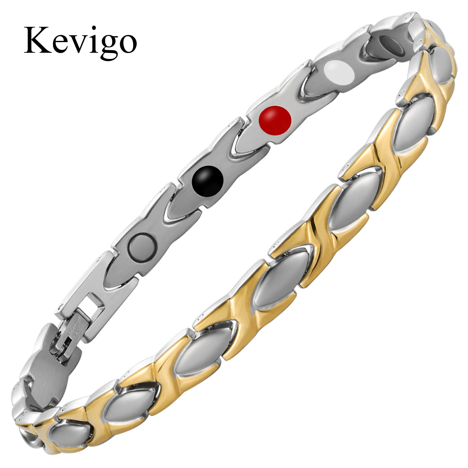 

4in1 Bio Magnetic Germanium Bracelet for Women Health Care Negative ION FIR Magnet Charm Cuff Bracelets & Bangles Unisex