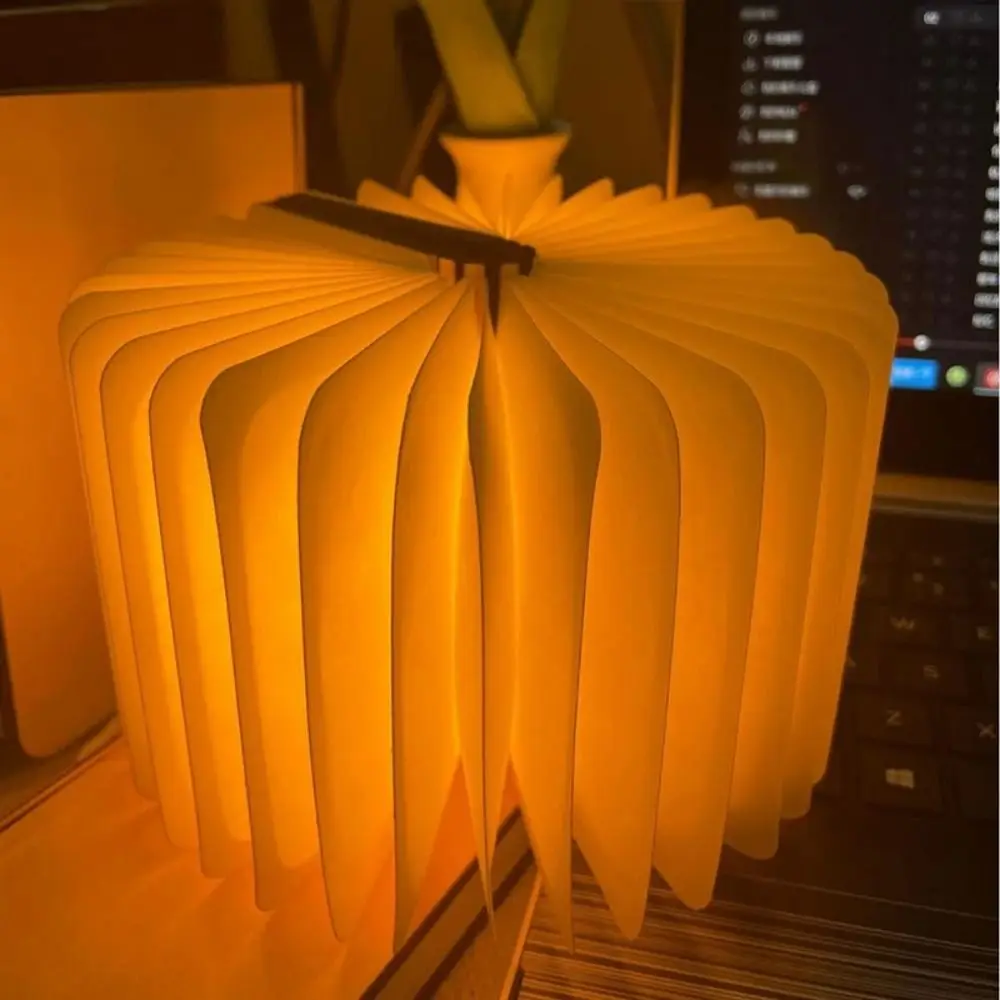 

Book Lovers USB Rechargeable Folding Book Lamp Walnut Color Dimmable Table Lamp Faux Books 3 Colors Desk Light Travel