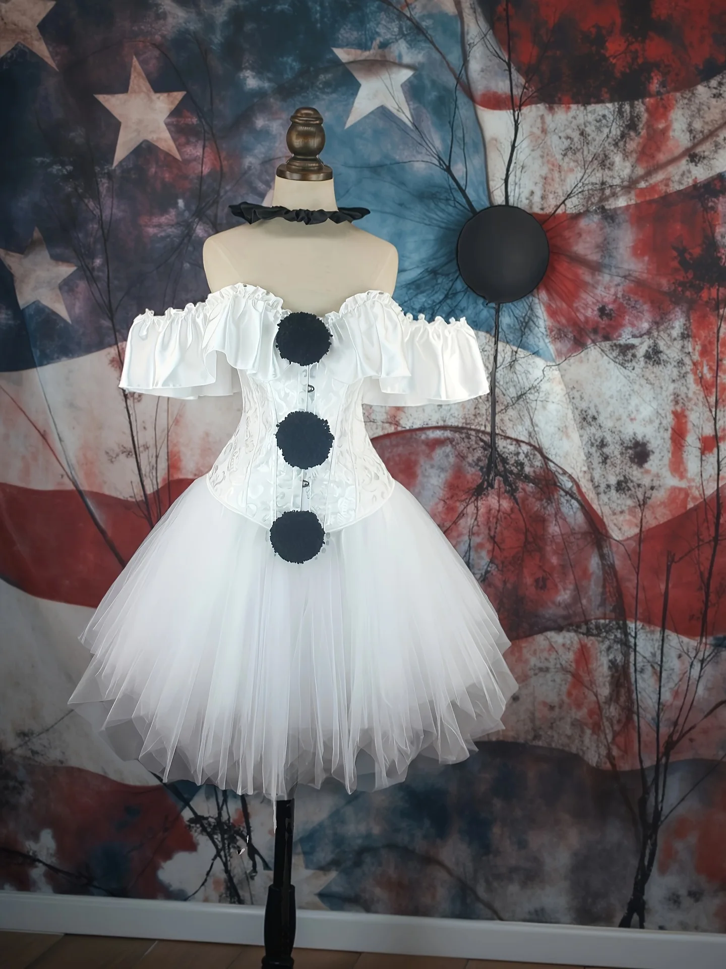 Halloween Clown Cosplay Kostüm Frauen Korsetts Anzug Mit Rock Zirkus Leistung Outfit Rolle Spielen Party Karneval Narr Kleid