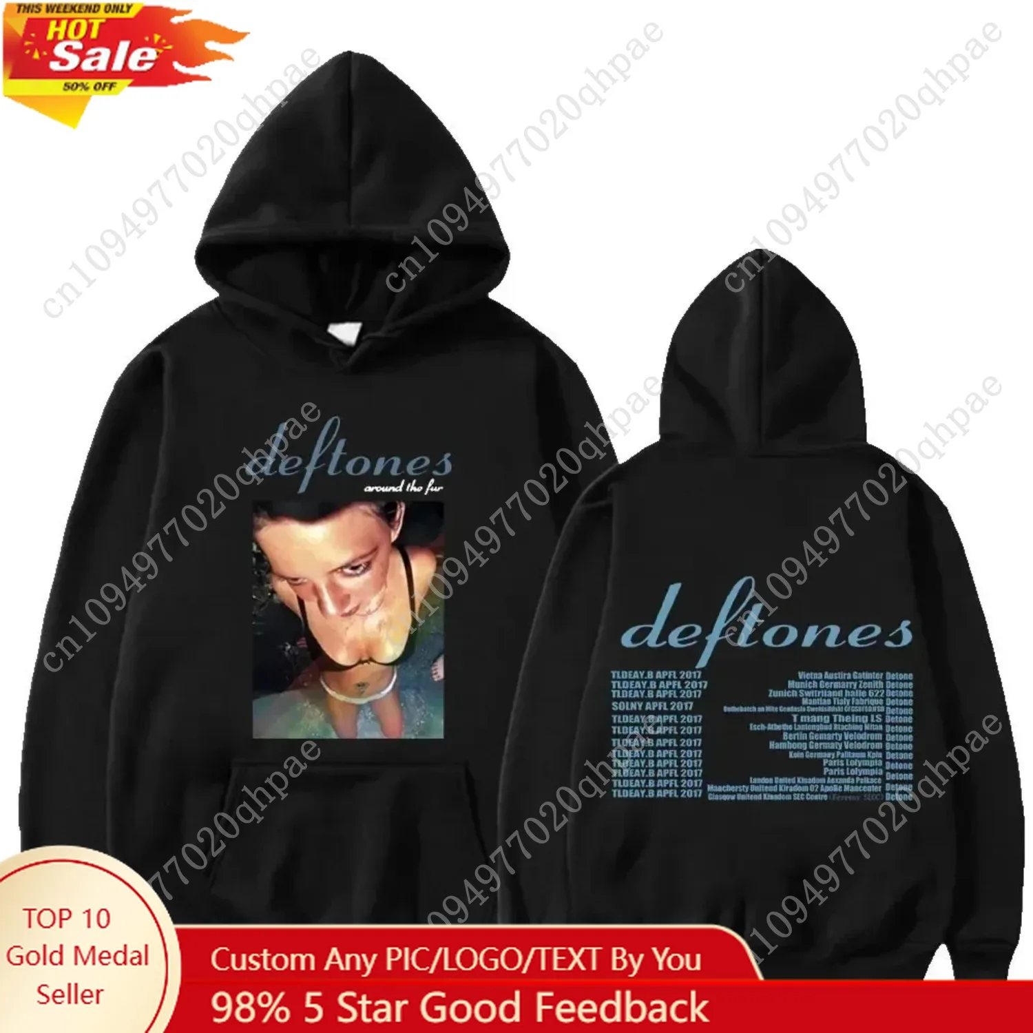 

2024 Deftones Fashion Prevalent Print Hooded Men Women Plus Size Hoodies Retro Punk Sweatshirt Unisex Personality Streetwear