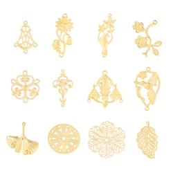 10pcs Stainless Steel Charm Flowers Leaf Texture Flake Charms for Jewelry Making Supplies Earring Supplies Necklace Accessories