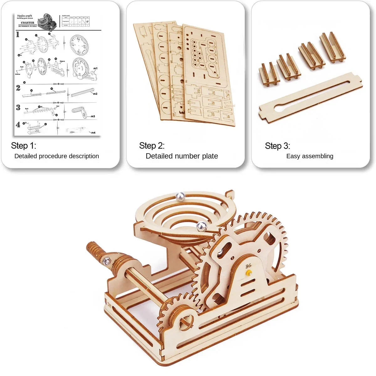 Puzzle 3D en Bois Montessori pour Enfant, Jouet à Assembler, Construction, décennie s de Construction, Modèle, Piste de Labyrinthe Mécanique, Cadeau