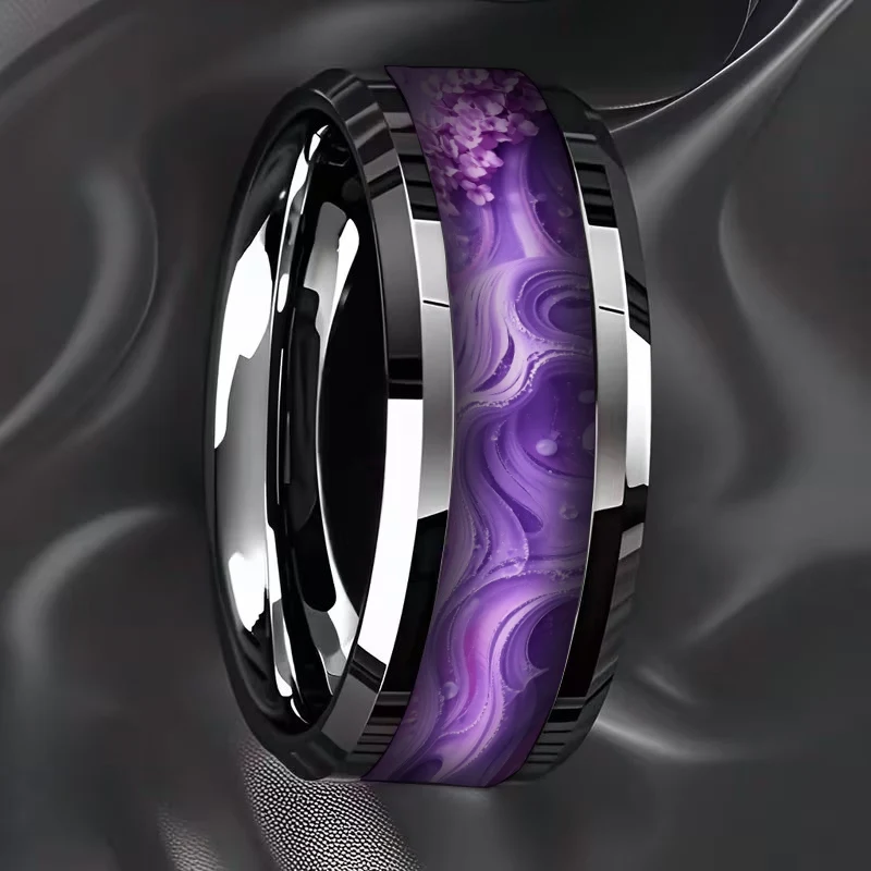 Wholesale Unique Starry Night Pattern Men's Black Ring Personality Women Wedding Band Jewelry Unisex Party Accessories Wholesale