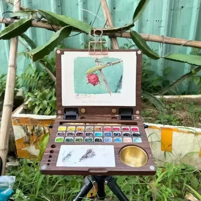 wooden-watercolor-box-portable-foldable-palette-multifunctional-painting-tool-oil-outdoor-box-painting-beginners-sketching-2025