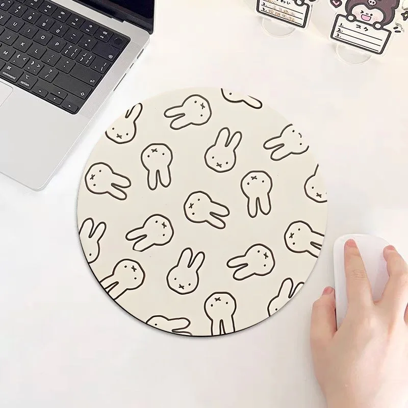 

200x200x3MM Hot Cute Miffy Series Mouse Pad Cartoon Creativity Exquisite Print Circular Lock Edge Table Mat Household Goods