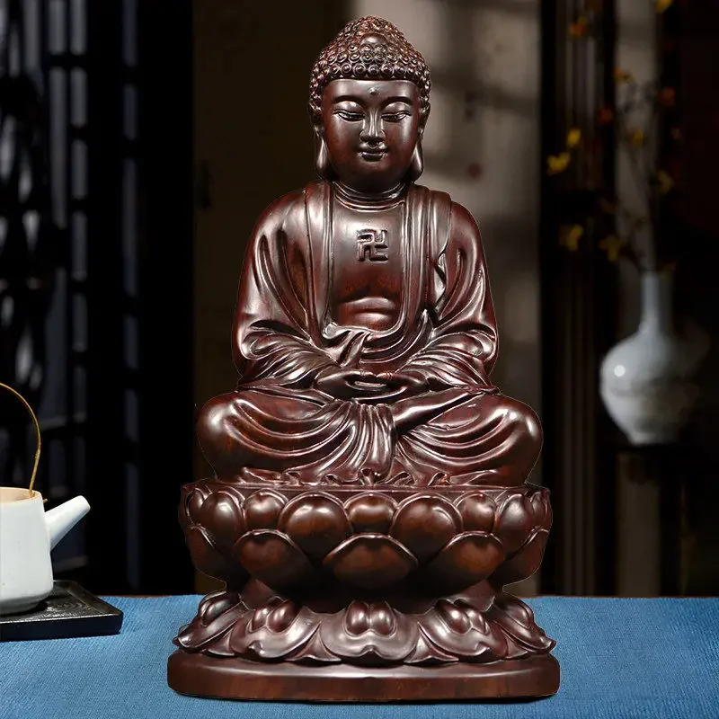 FX-18  statue real wood carving golden body Buddha statue of  Dahi Tathagata Sanbao Buddha statue of Medicine Master Buddha