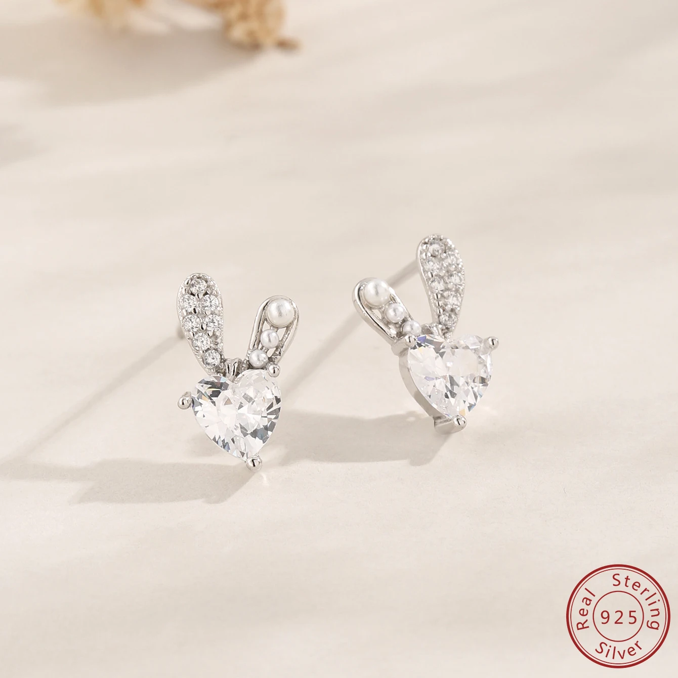 2023 New 100% 925 Sterling Silver Rabbit zircon Earrings Fashion Simple and Elegant Style Earrings Christmas Gift for Women