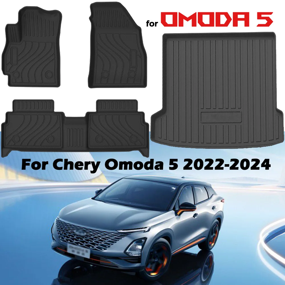 

For Chery Omoda 5 2022-2024 TPE Car Floor Mats Trunk Cargo Liners,All-Weather Protection Waterproof 3D Auto Liners Accessories