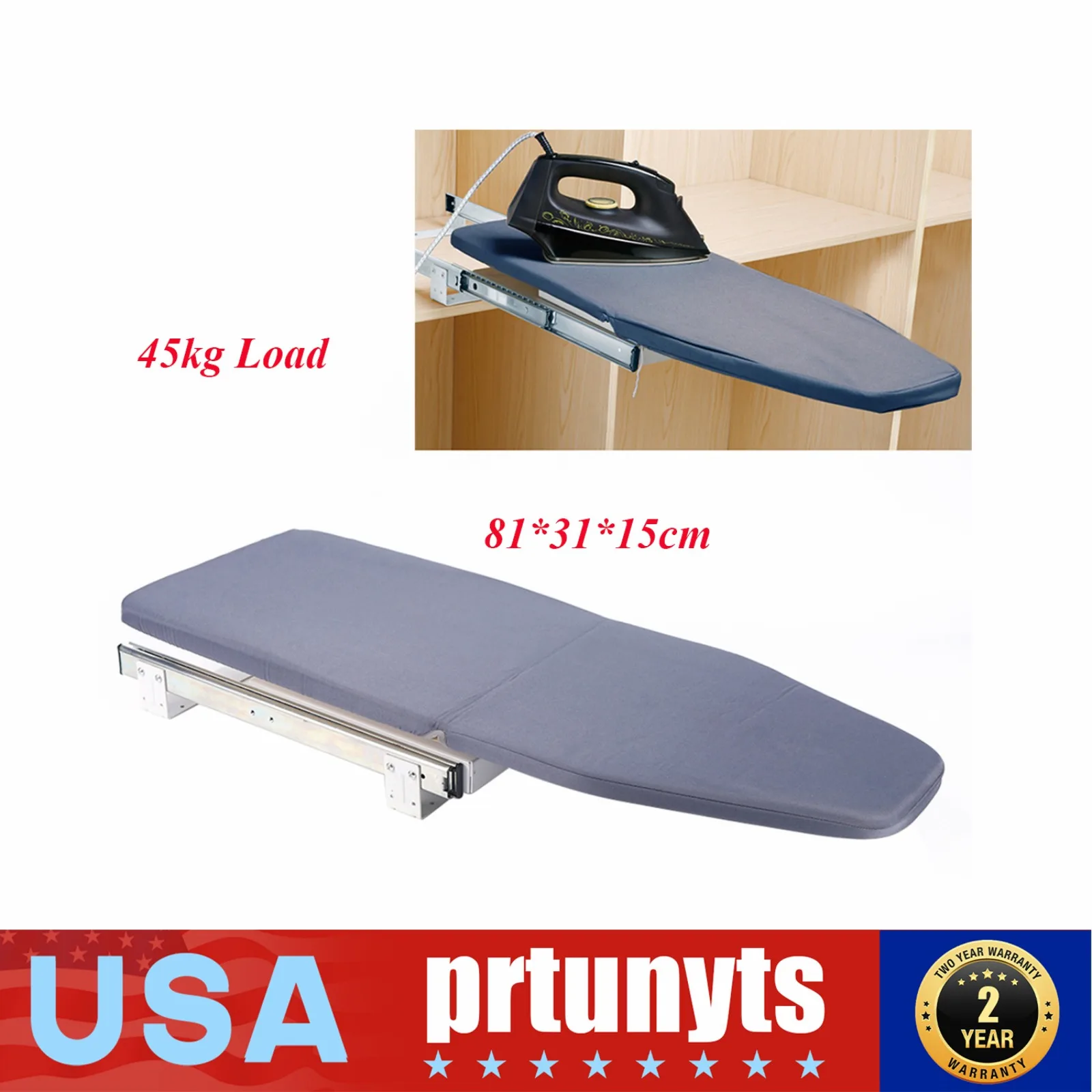 

BYMAOCAR Extendable Ironing Board, 180 ° Cabinet Pull-out, Foldable Sleeve Board in The Cabinet, Extendable Ironing Shelf