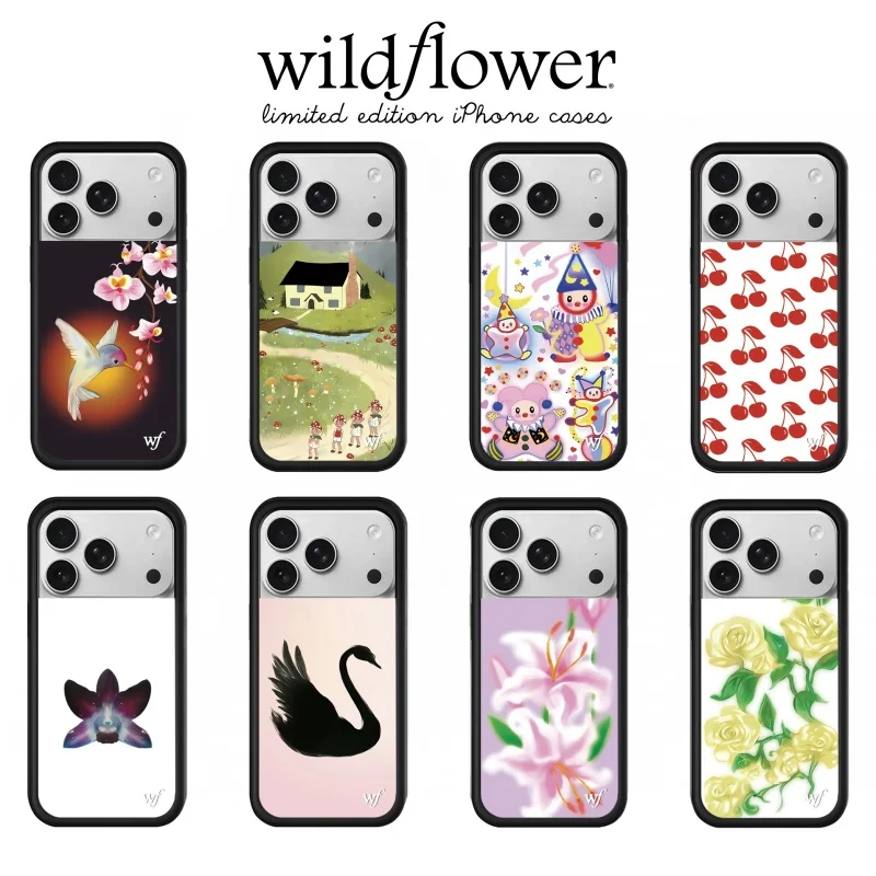 

Wildflower 3D lily Pastoral sweet cherry Orchid Phone Case for iPhone 17 Pro 13 14 16 15 Pro Max Plus Clown Around wf Cover﻿﻿﻿﻿