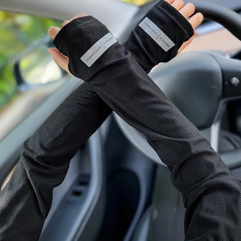 الأشعة فوق البنفسجية حماية الجليد الأكمام الرجال النساء الصيف الشمس حماية أكمام أذرع تبريد العرق ماصة في الهواء الطلق ركوب الدراجات القيادة أكمام أذرع تبريد قفازات #3