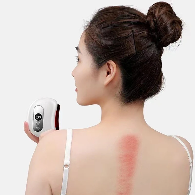 GuaSha elétrico rosto corpo massageador quente pedra preta agulha aquecimento vibração raspagem queimador de gordura redução de rugas e inchaço