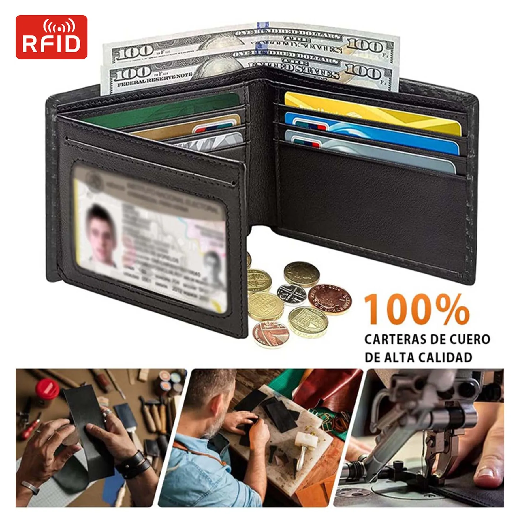 RFID Wallets Men Carbon Fiber Black Card Bag Bank Card Holder Multifunctional Money Bag Multi Slot Trifold Wallet Money Clips