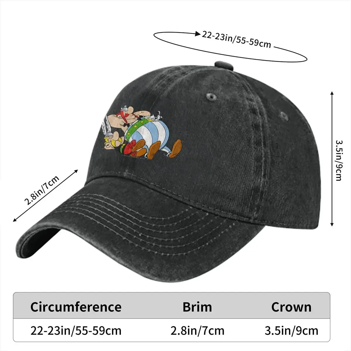 Washed Men's Baseball Cap Sleep Trucker Snapback Caps Dad Hat Asterix and Obelix Golf Hats