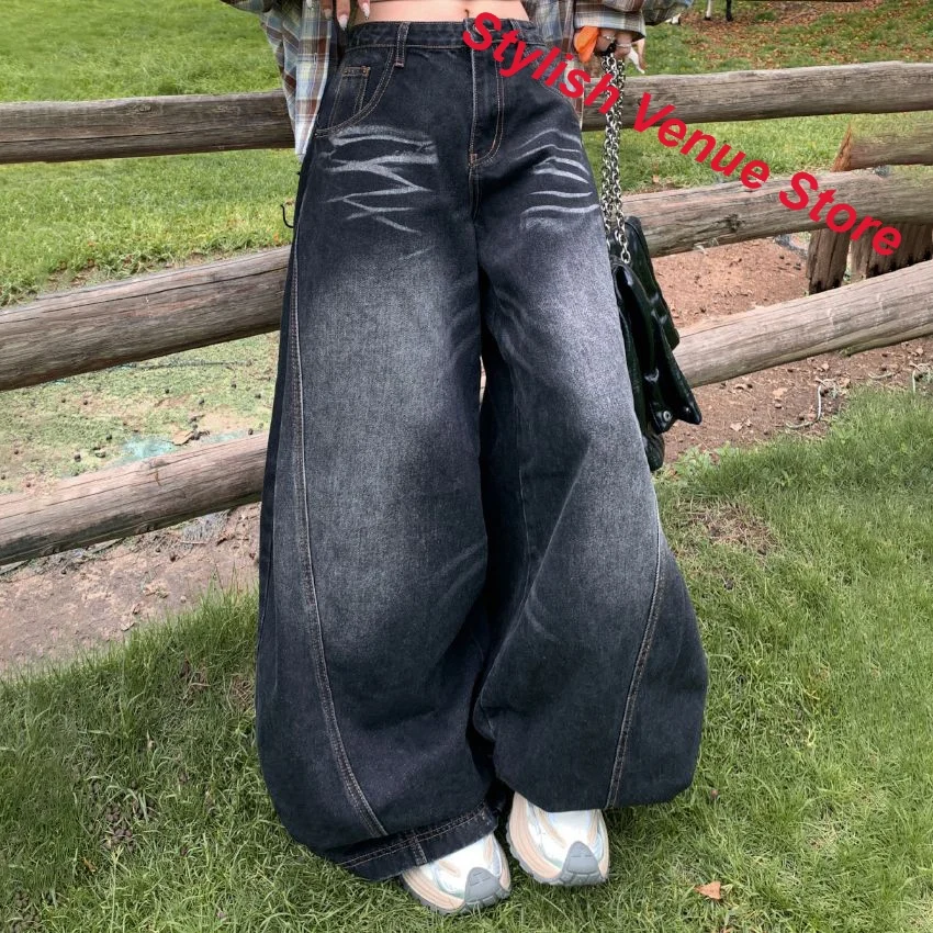 French Retro Loose Mopping Wide-leg Pants Women's Autumn and Winter New Fashion Temperament High Sense Casual Joker Jeans.