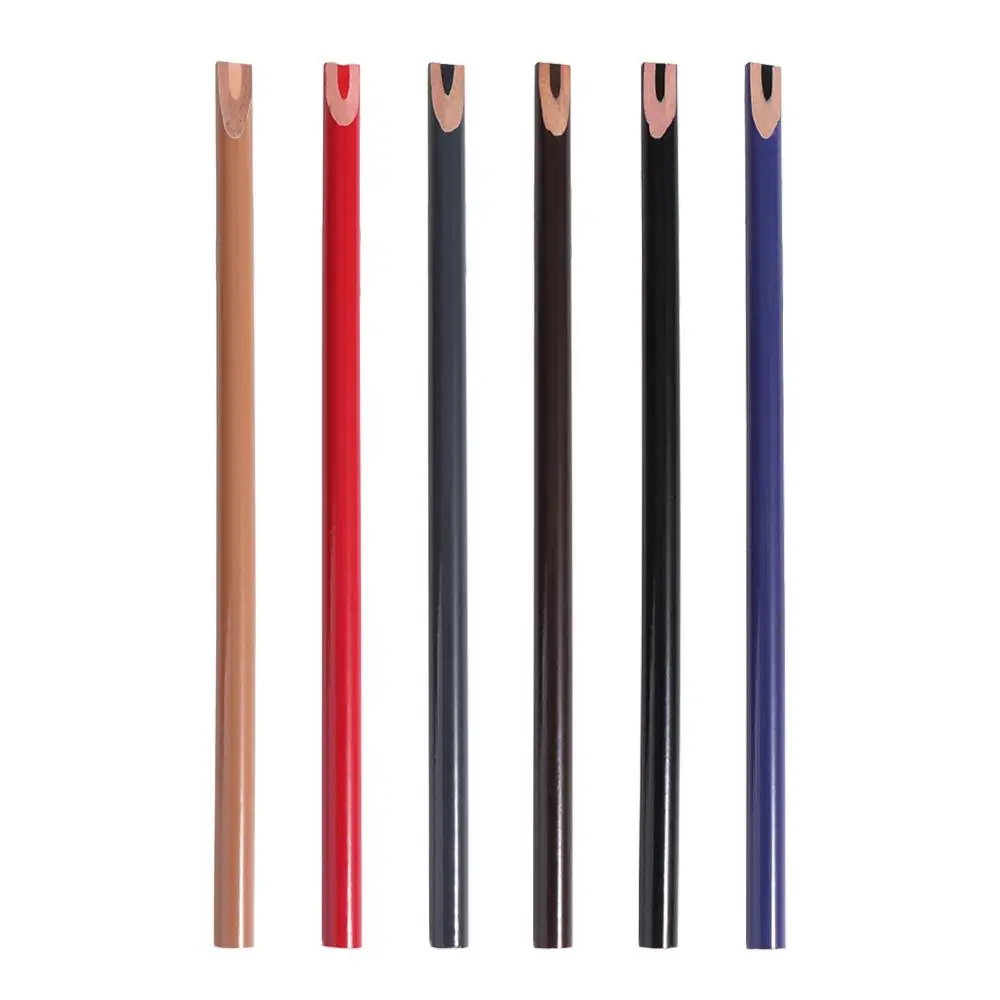 6 Colors Wooden Eyebrow Pencil Black Brown Not Smudged Eye Brow Tint Red Blue Lip Liner Permanent Eyebrow Tattoo Pen PMU