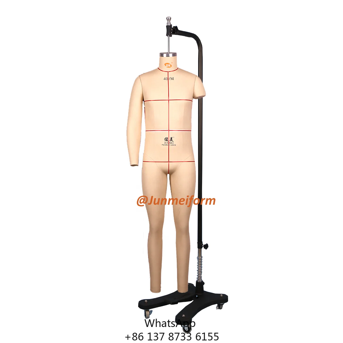 Male Full Body Fiberglass Headless Standard 40 Medium Size Pinable Canvas Arm Dressmaker Tailoring Stand Mannequin