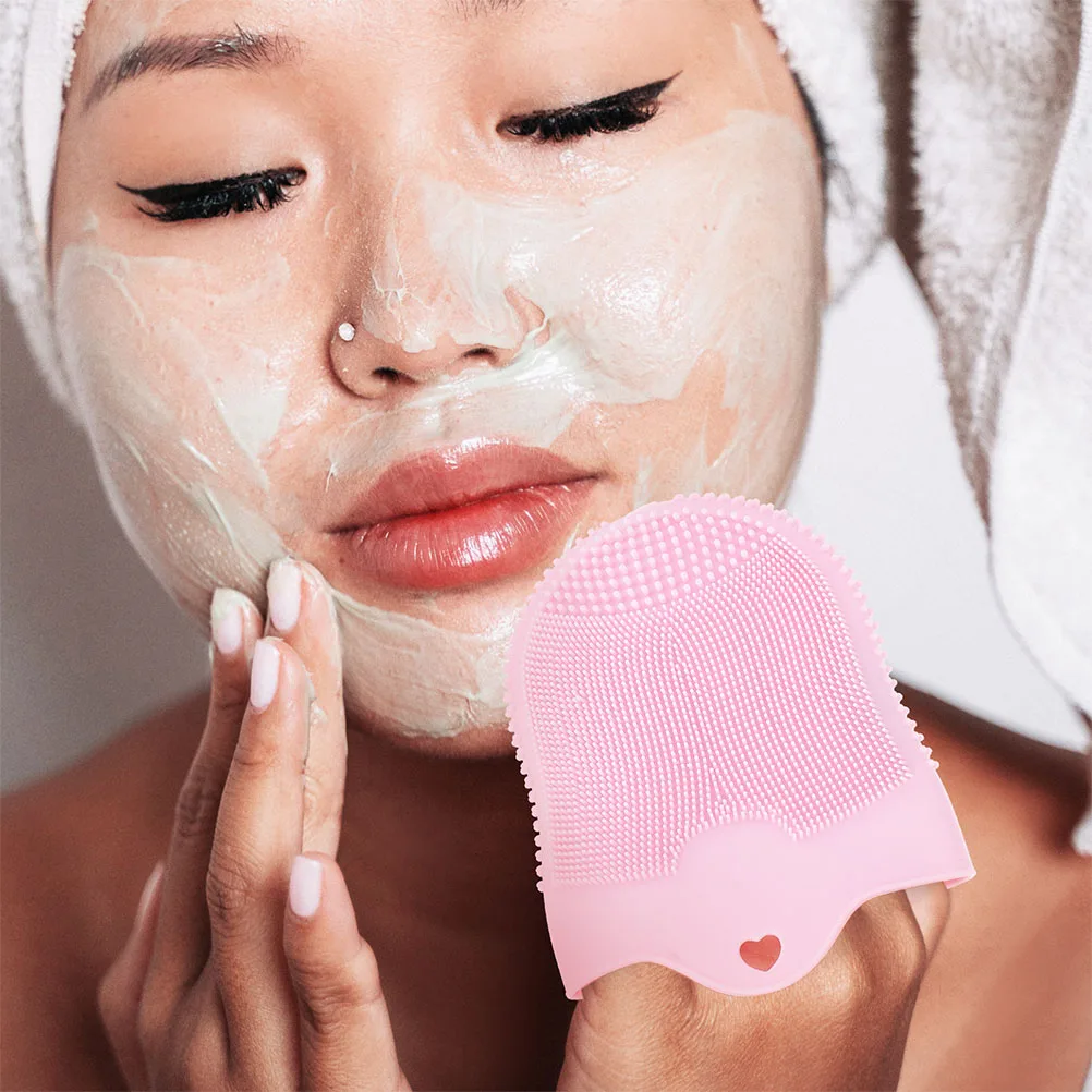 

2 Pcs Cleansing Brush Women Facial Brush Silica Gel Handheld Scrubber Exfoliator Skin Care Travel Portable Soft