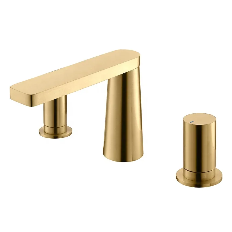 Bathtub Hot Cold Mixer Water Tap Waterfall Dual Handle 2 Or 3 Holes Gold Bath Room Tub Basin Faucet