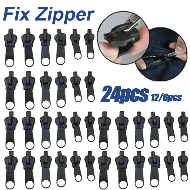 

24PCS Instant Zipper Universal Instant Fix Zipper Repair Kit Replacement Zip Slider Teeth Rescue Zippers for 3 Different Size