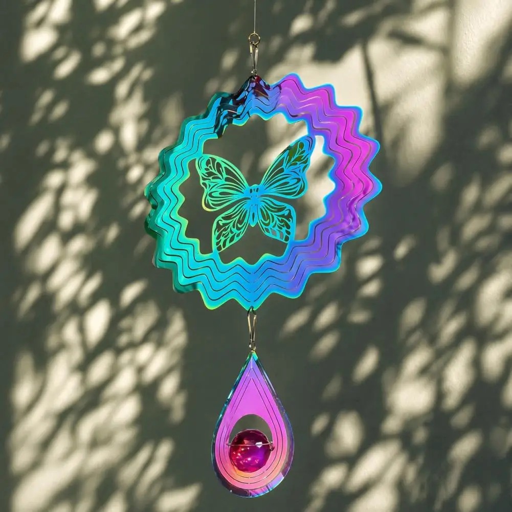 Metal Craft Wind Chime Stainless Steel Reflective Wind Spinners Outdoor Garden Decor Sparkly Metal Butterfly Spinner for Yard