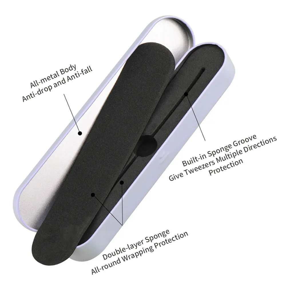 1PC まつげピンセット収納ボックスまつげエクステンション用品ブリキ保護収納ボックスまつげピンセットケースマグネットボックス