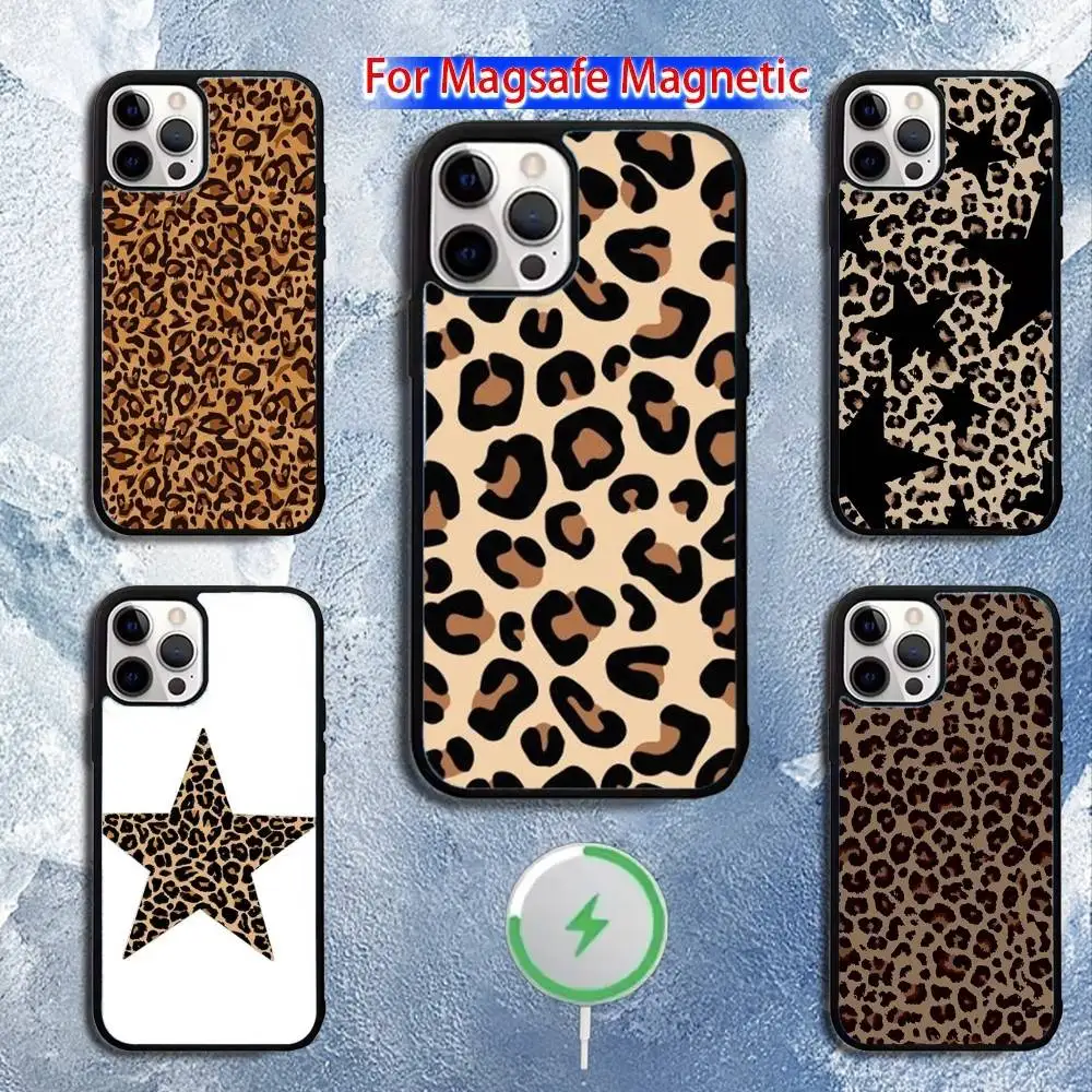 

Korean Cute Leopard Print Phone Case For iPhone 16,15,14,13,12,11,Pro,Max,Plus,Mini,Magsafe,Magnetic Wireless Charging Case