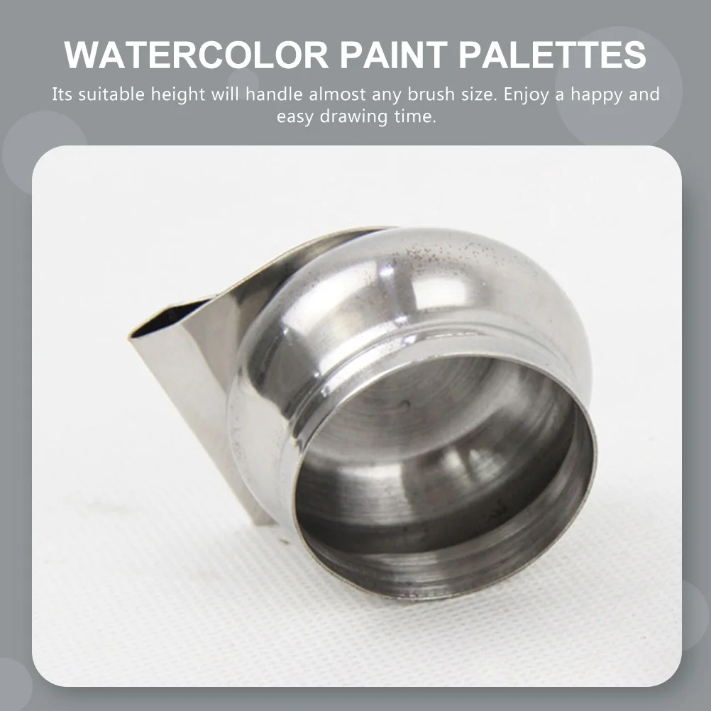 

2Pcs Stainless Steel Watercolor Palette Color Mixing Pot Oil Painting Supplies Turpentine Container Paint Brush Cleaner Portable
