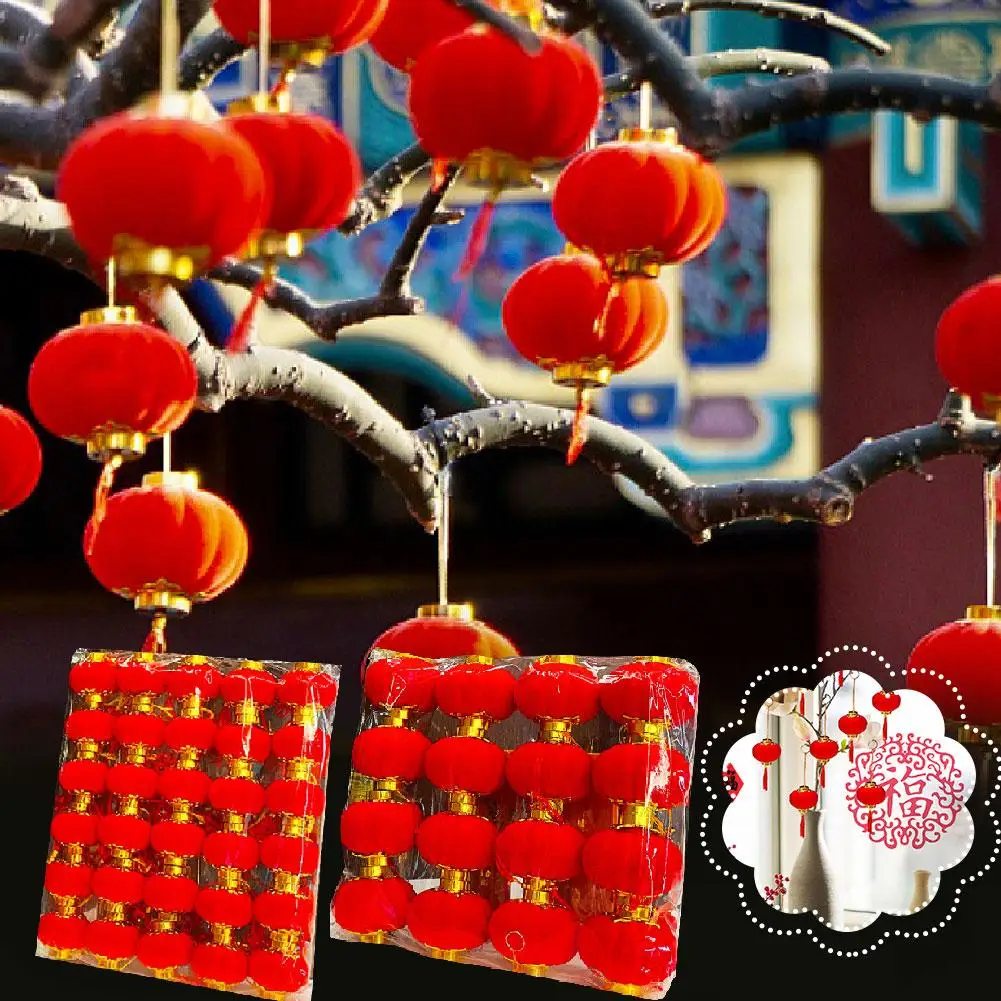 30 Pack Chinese Red Lantern 2025 Spring Festival Hanging Oil Decor Lamp Ornament Supplies Christmas Year Paper Party New Q9r4