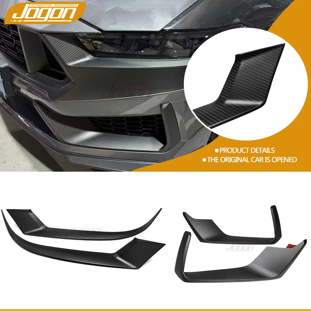 Real Carbon Fiber Front Fog Light Decoration Cover Headlight Eyebrow Eyelid Trim Ford Mustang S650 Dark Horse 2024+ Accessories