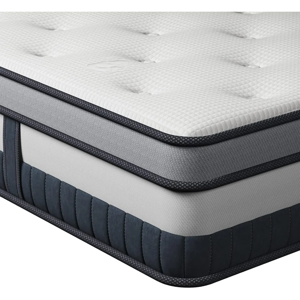 

Bed Frame, Memory Foam and Pocket Spring Mattresses Full Size, Full Mattress 10 Inch Innerspring Multilayer Hybrid, Bed Frames