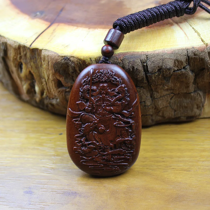 Traditional Chinese Thunder Struck Jujube Wood Double Sided Carved Xuanwu Emperor Pendant Lucky Blessing Amulet Handcrafted Fort 4
