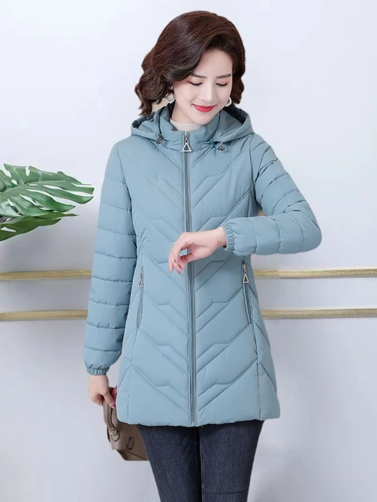 Designer Winter Cotton-Padded Jacket Women Fashion Trend Parkas Middle Length Thickened Warmth Waterproof Outdoor Coat 2023