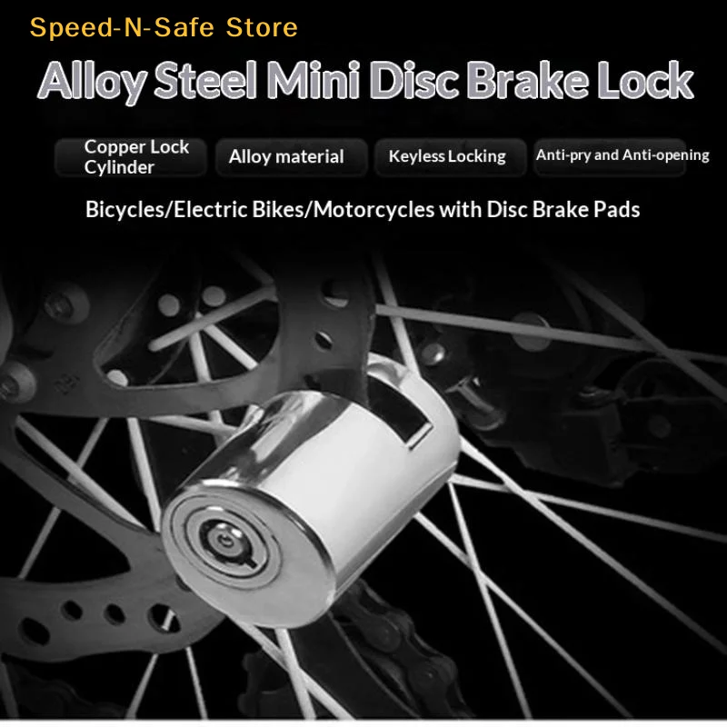 1Pcs Alloy Steel Disc Brake Lock Keyless Anti-Pry Rustproof Anti-Theft Lock for Bicycles  Outdoor Riding Travel