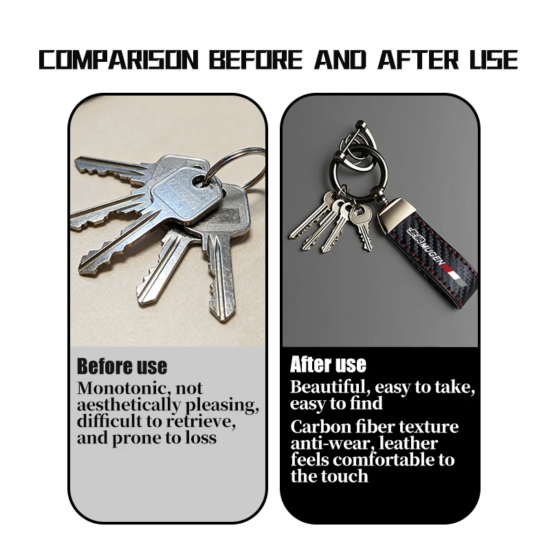 Carbon Fiber Car Logo Key Chains Keyring Emblem Key Rings For Honda Mugen DOHC Modulo Pilot Type-R Type-S VTEC INSPIRE view 5