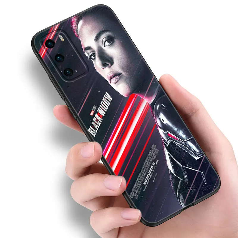 Marvel Black Widow Black Phone Case For Huawei P20 P30 P40 Lite P60 Art Pura 70 Ultra P50 Pro P50E P Smart 2018 2019 2020 2021