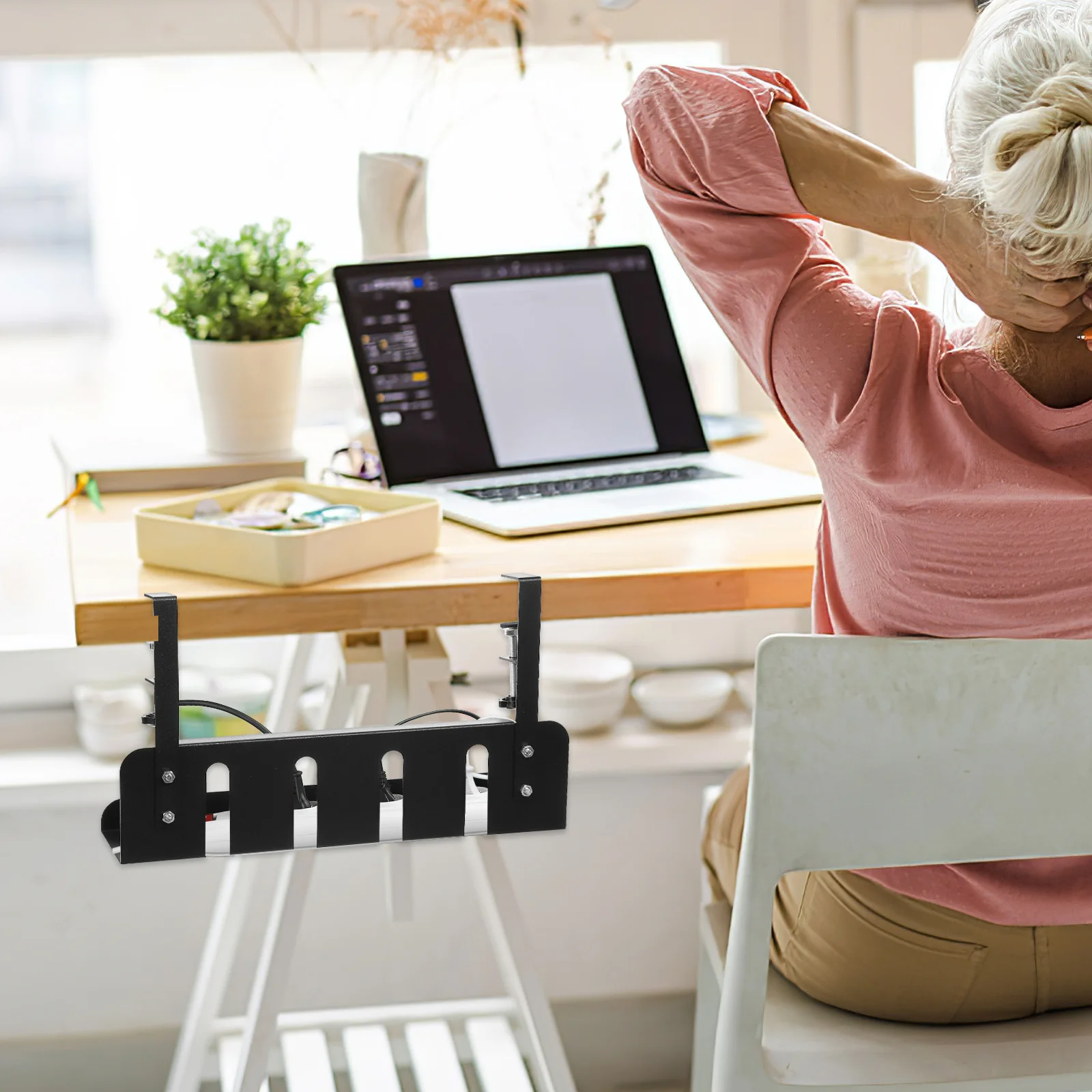 صينية إدارة الكابلات تحت المكتب، مشبك حديد قوي على منظم سلك المكتب، رف كابل قابل للفصل، منظم الأسلاك، مخففات الأسلاك #3