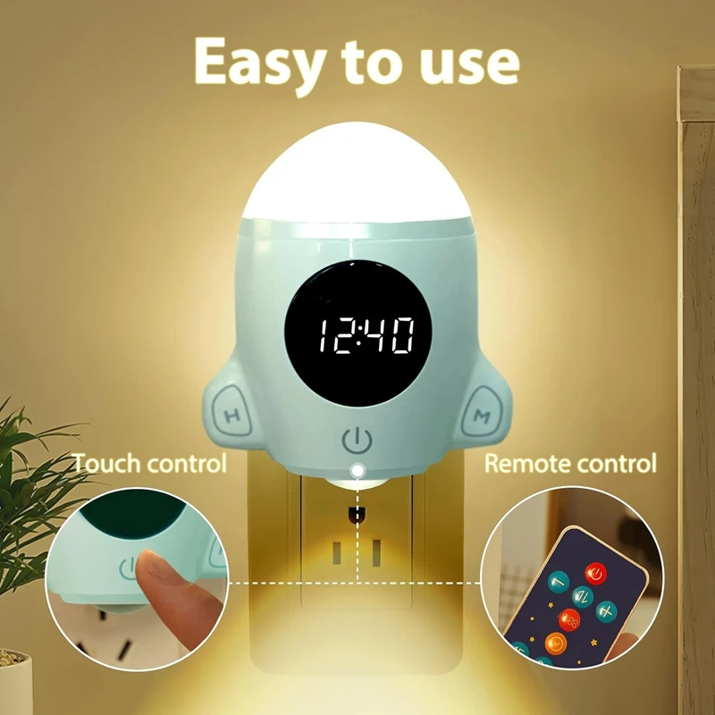 Bathroom Night Light,LED Wall Space Light With Remote & Touch Control, Adjustable Brightness Light For Kids-US Plug
