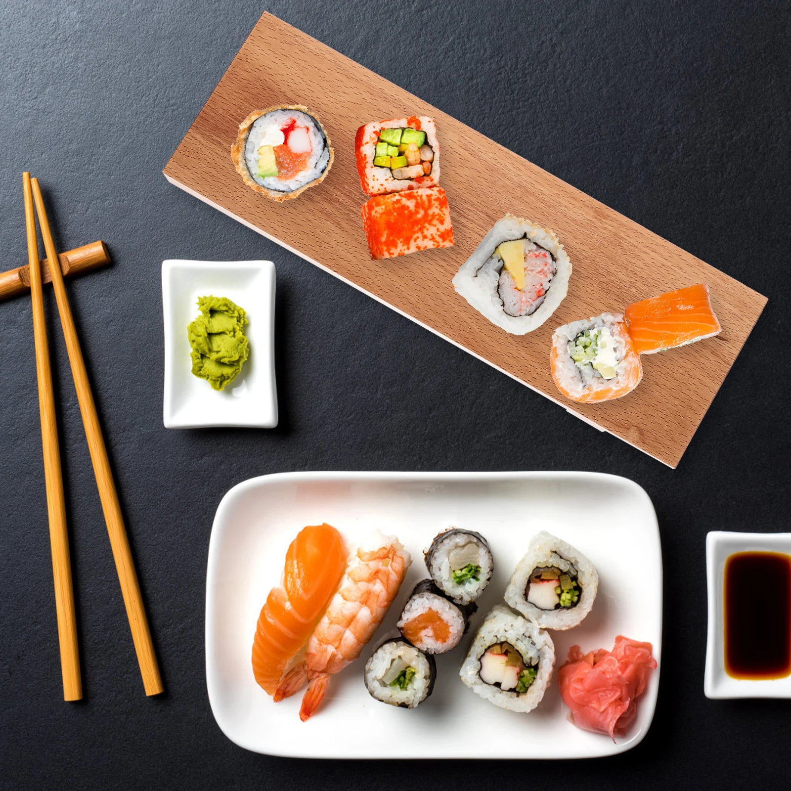 

Wooden Sushi Tray Food Storage Home Kitchen Decorative Sashimi Dish Japanese Style Serving Tray For Snacks Fruit Nuts Sushi