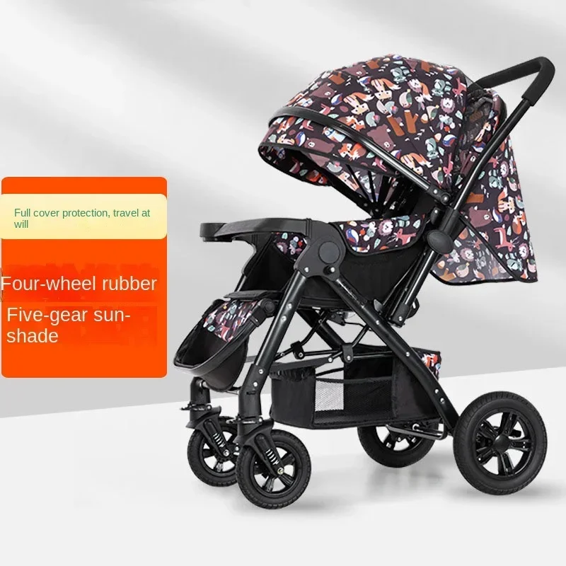 High Landscape Baby Stroller Lightweight Folding Newborn Baby Two-way Swivel Seat Four Wheels Can Sit Shock Absorption Stroller