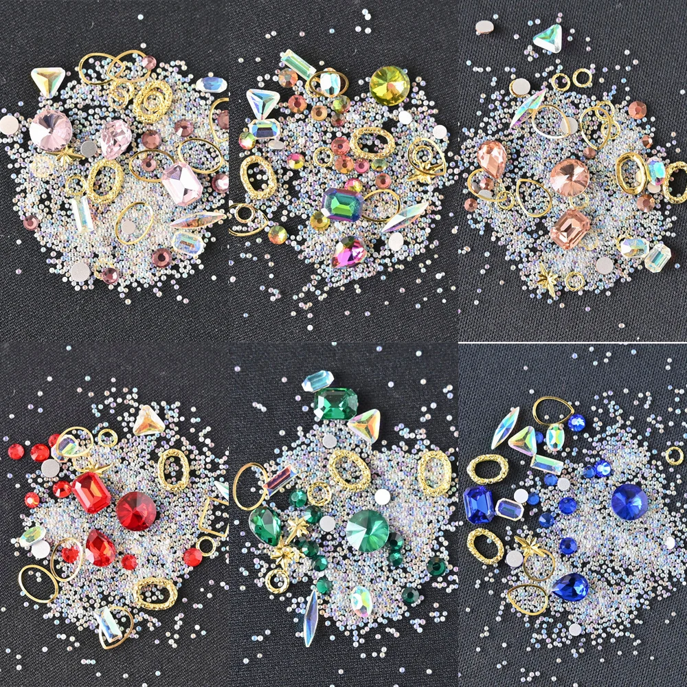 

Bottle Mixed 3D Aurora Nail Charms Pearls Rhinestones Mermaid Beads Nail Art Decoration Studs Jewelry Crystal Glitter Gems GS#2