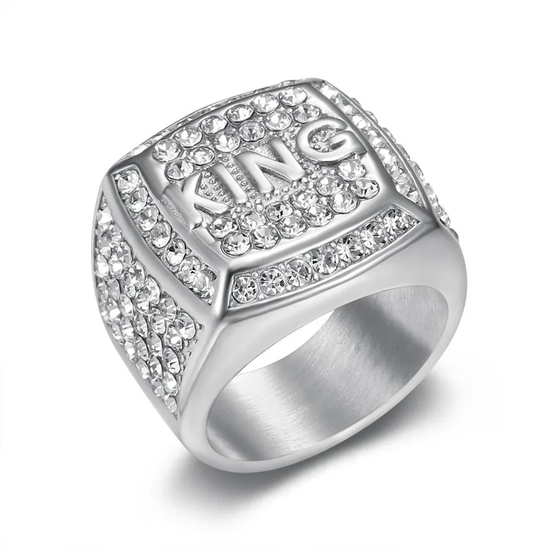 Somen Titanium Steel Zircon King Rings For Men Women Luxury Couple Ring Stainless Steel Wedding Engagement Bands Fashion Jewelry