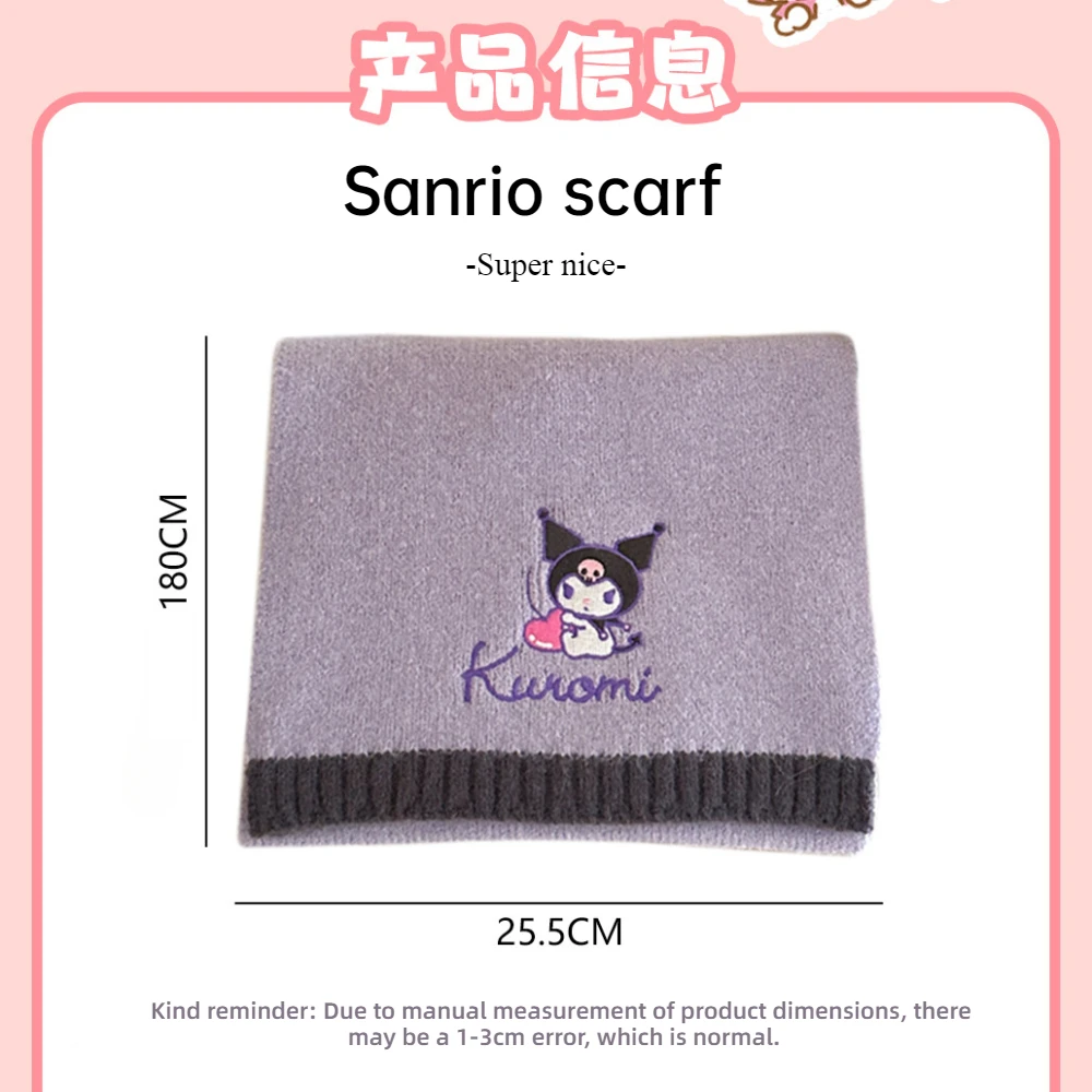 Sanrio Cute Plush Knitted Scarf for Girls, Versatile Warm Scarf, Student Autumn/Winter New Style