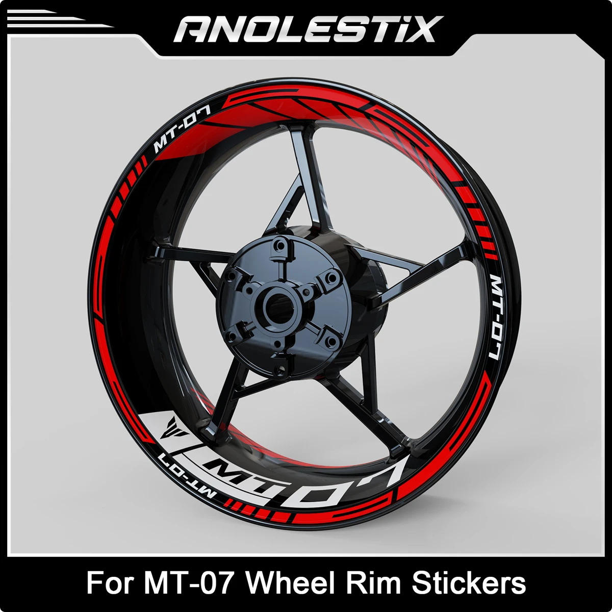 AnoleStix 17 Inch High Reflective Motorcycle Rim Stripes Waterproof Vinyl Wheel Hub Decals for MT-07 MT07 Decor Accessories