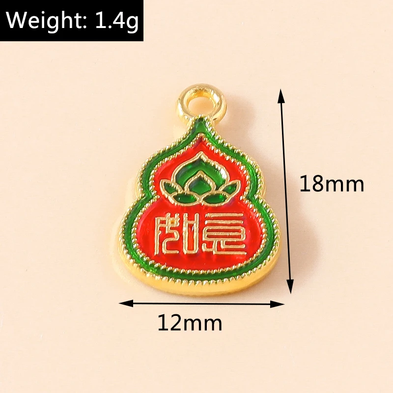 10 Stück Traditioneller Chinesischer 3D Vergoldeter Luxus Imitations-Jade Glücksbringer Anhänger für DIY Armbänder Schmuckherstellung Zubehör – Detail 26